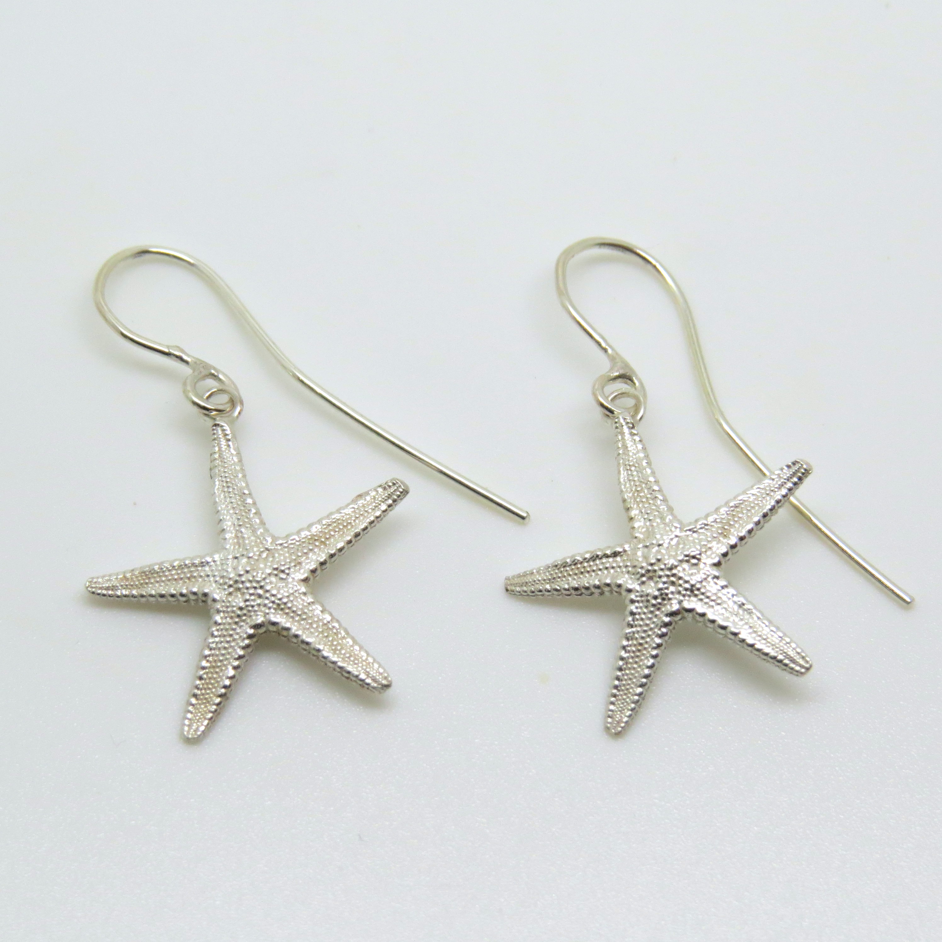 starfish drop silver earrings