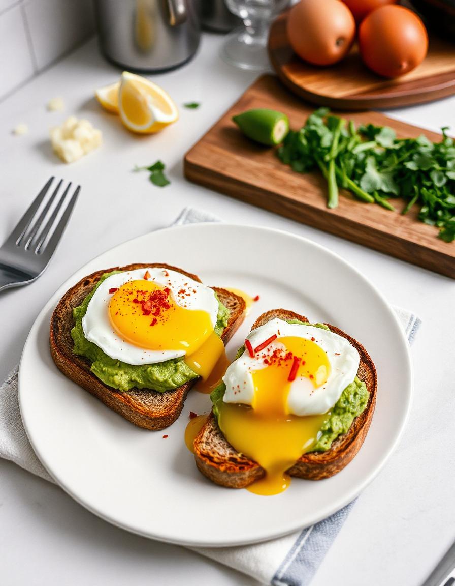 Avocado-Toast mit pochiertem Ei