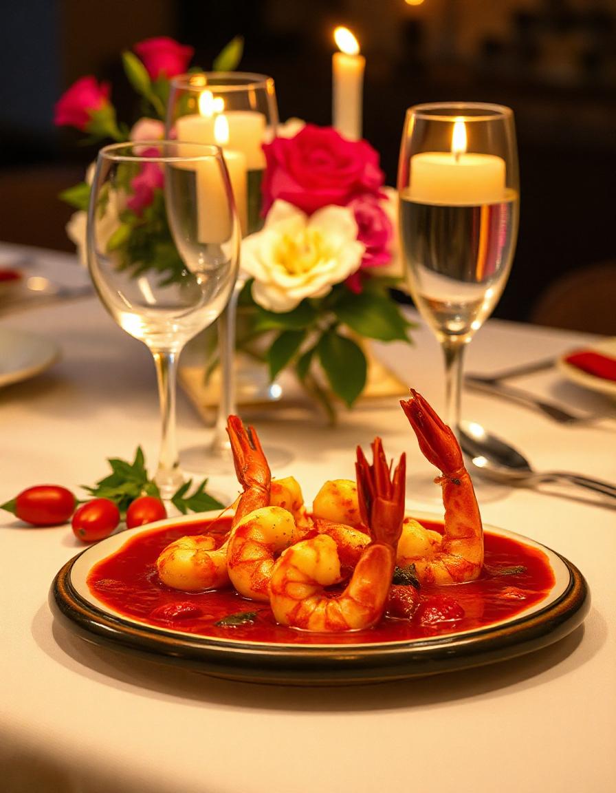 Garnelen in würziger Tomatensauce