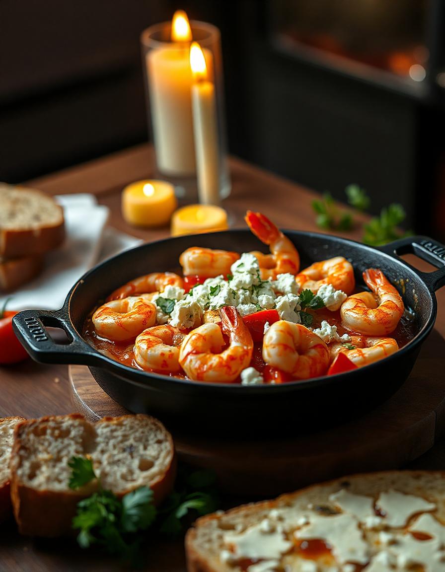 Garnelen mit Feta (Shrimps Saganaki)