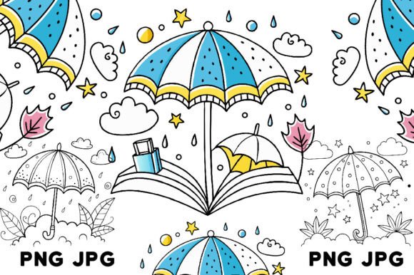 Whimsical Umbrella Coloring Page Design