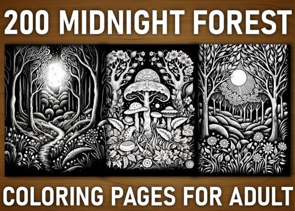 Midnight Forest Coloring Pages for Adults