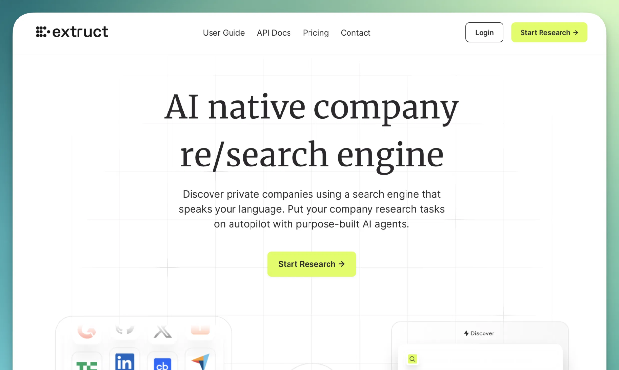 Extruct AI - AI native company re/search engine | Resource.fyi