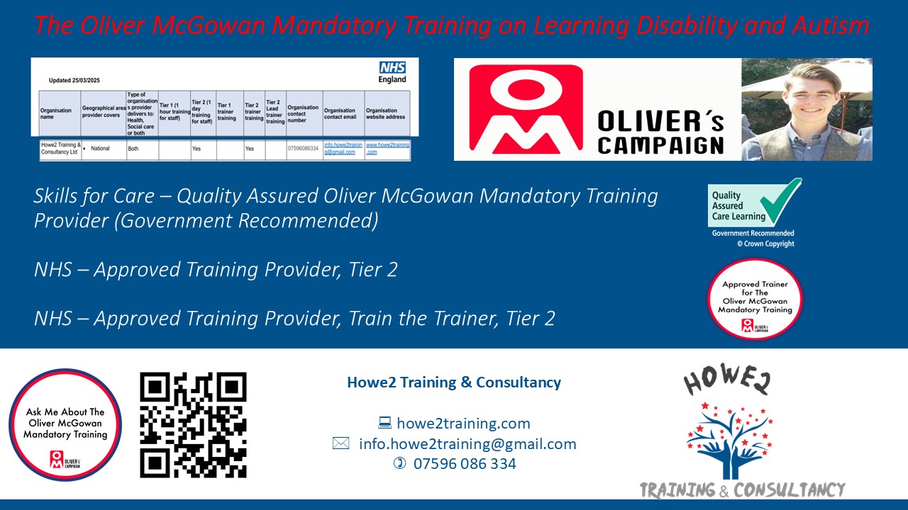 Oliver McGowan Training - Quality Assured Training Provider & now able to "train the trainers" (tier 2)