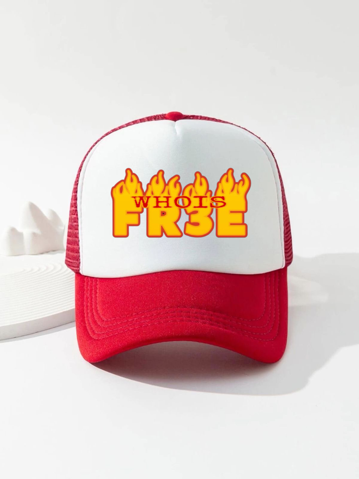 FR3E fire red net cap