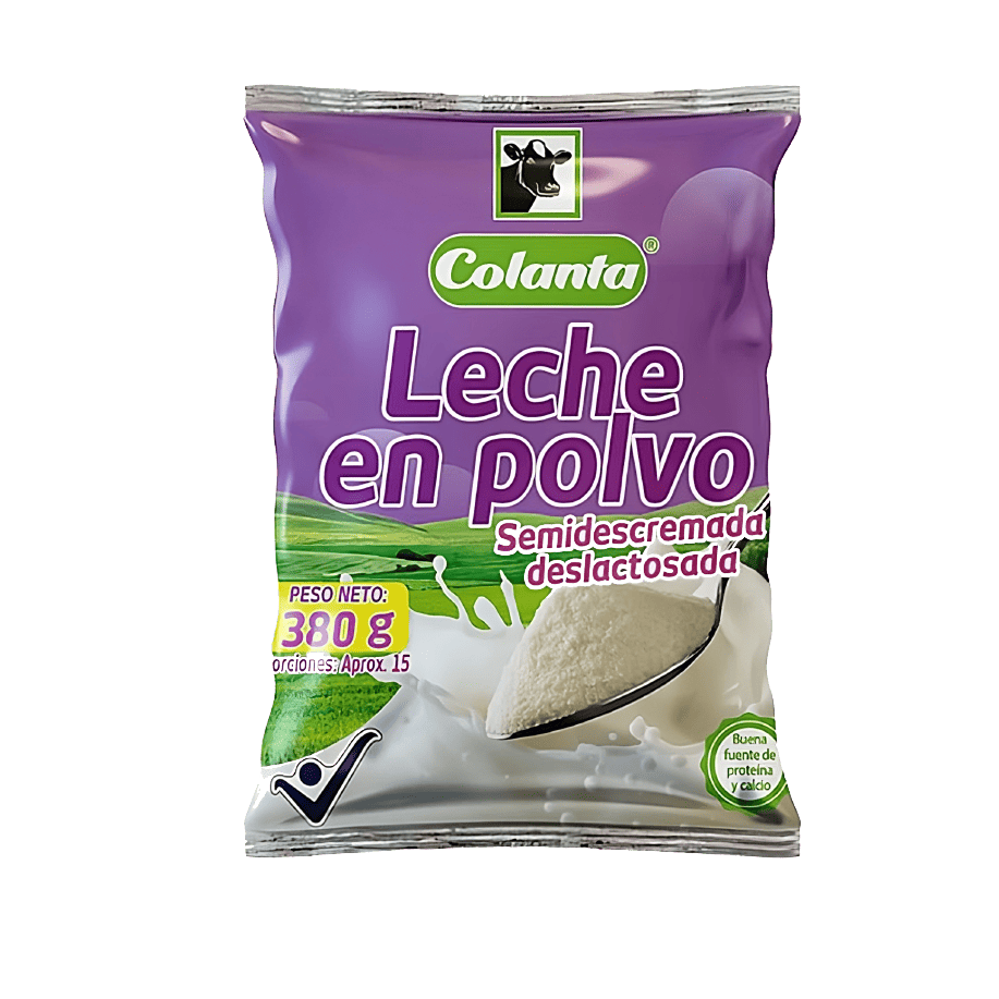 Leche en Polvo Deslactosada Semidescremada Bolsa X 380 Colanta