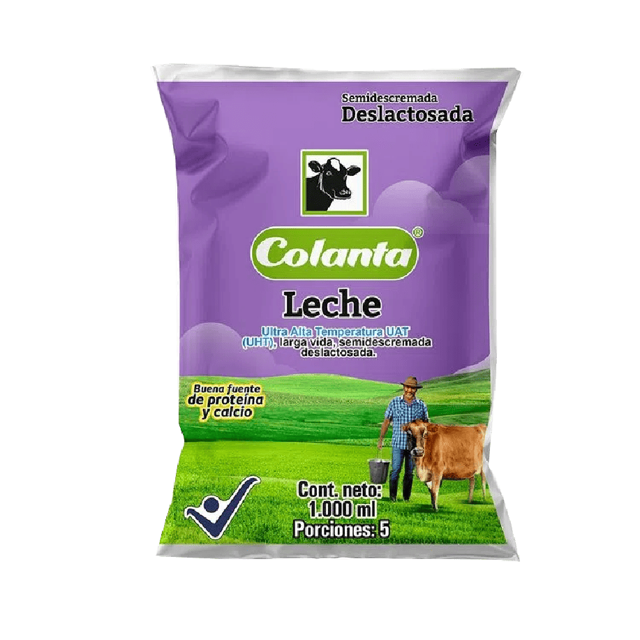 Leche UHT deslactosada Colanta en bolsa X 1000 ml