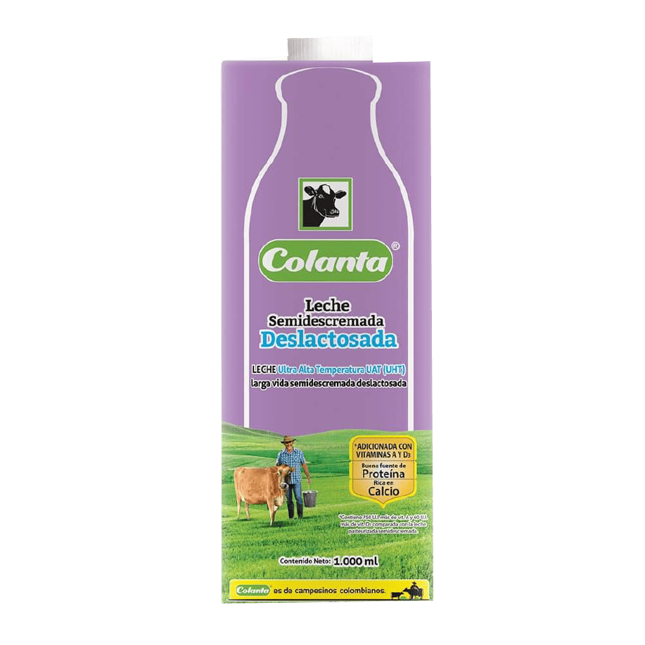 Leche UHT Deslactosada Semidescremada Colanta Caja X 1000 ml