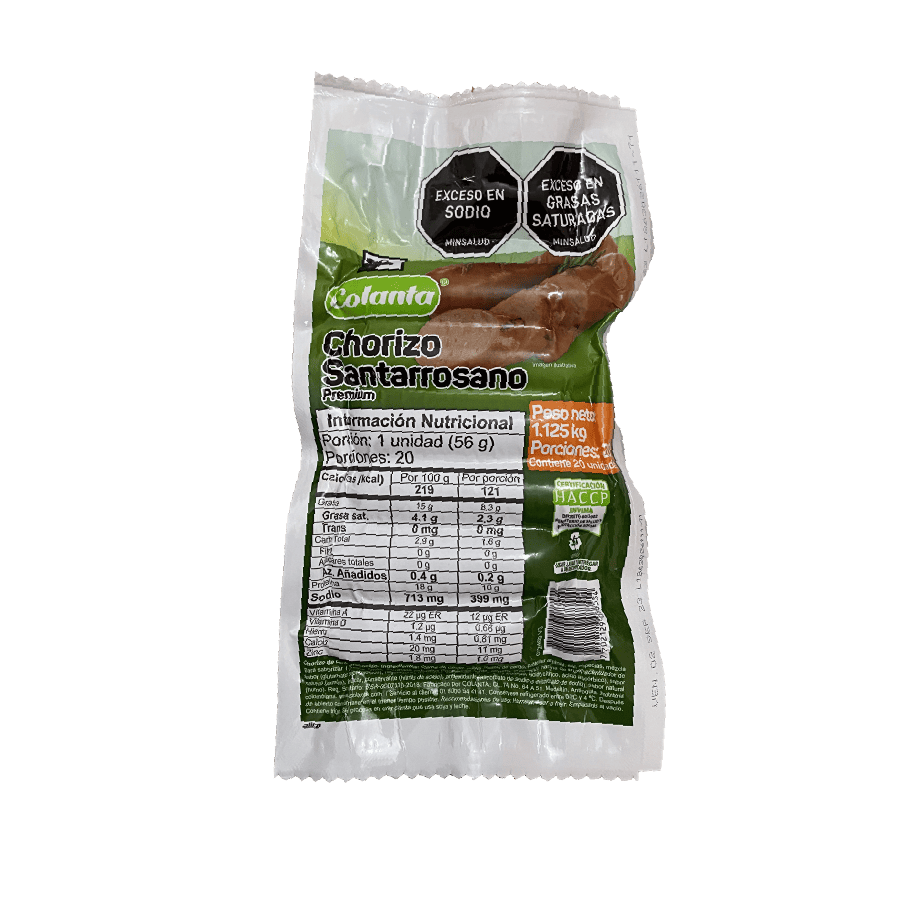 Chorizo Santarrosano Colanta X 1.125 g X 20 U