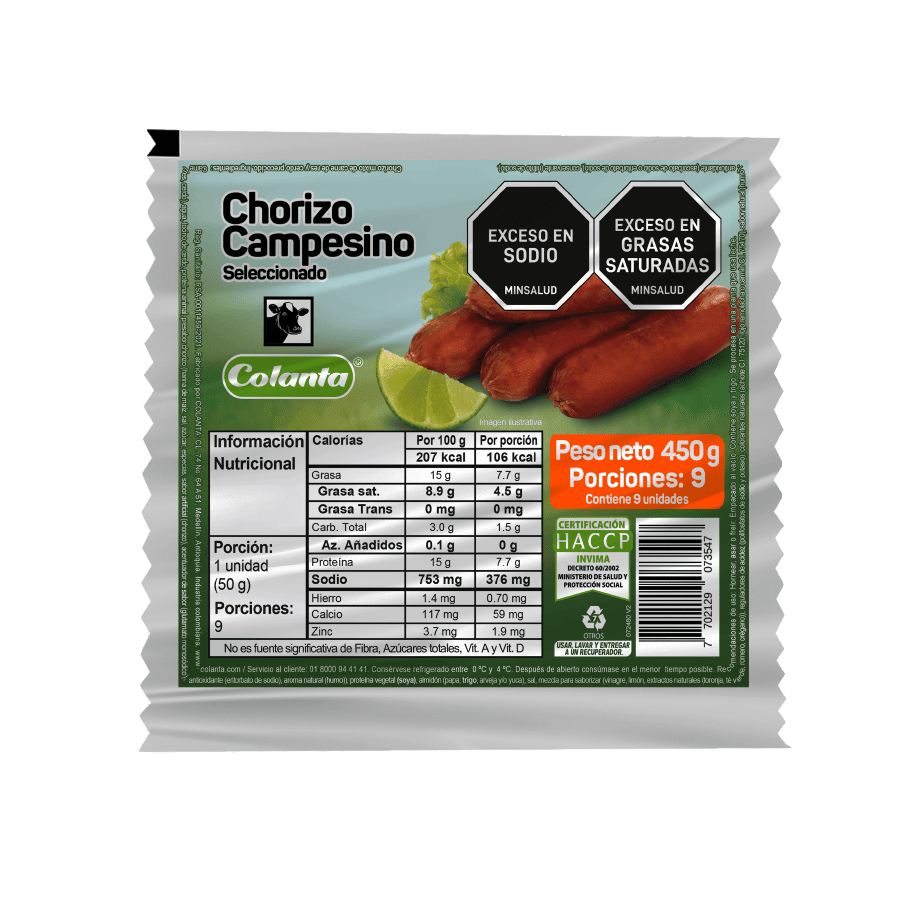 Chorizo Campesino Colanta X 450 g