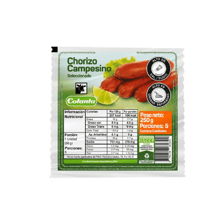 Chorizo Campesino Seleccionado Colanta X 250 g