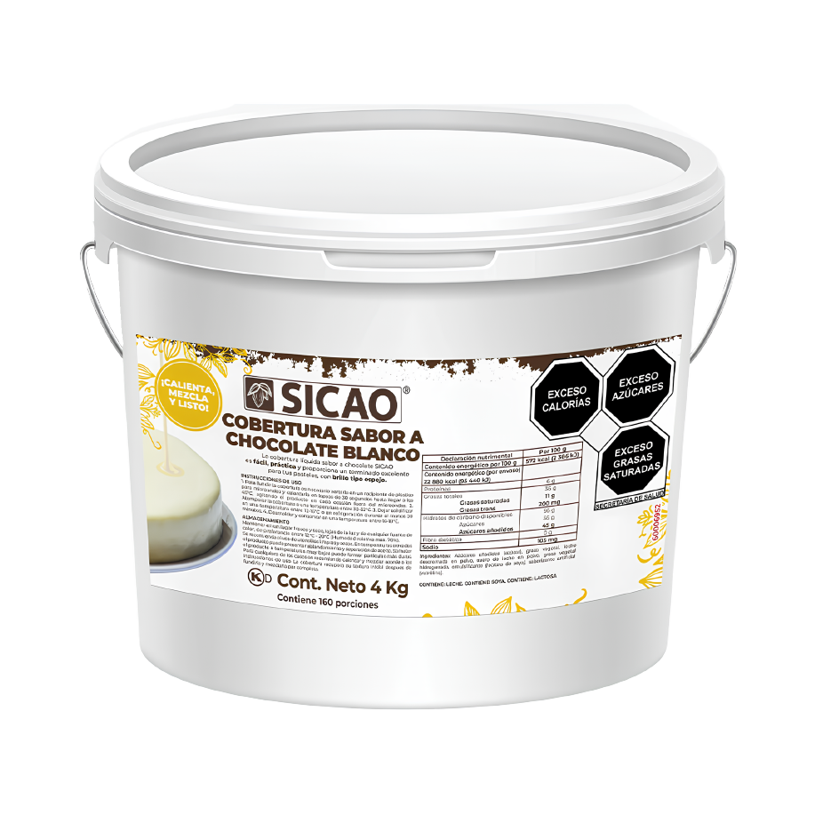Cobertura Baño Sabor Chocolate Blanco Sicao x 4 kg