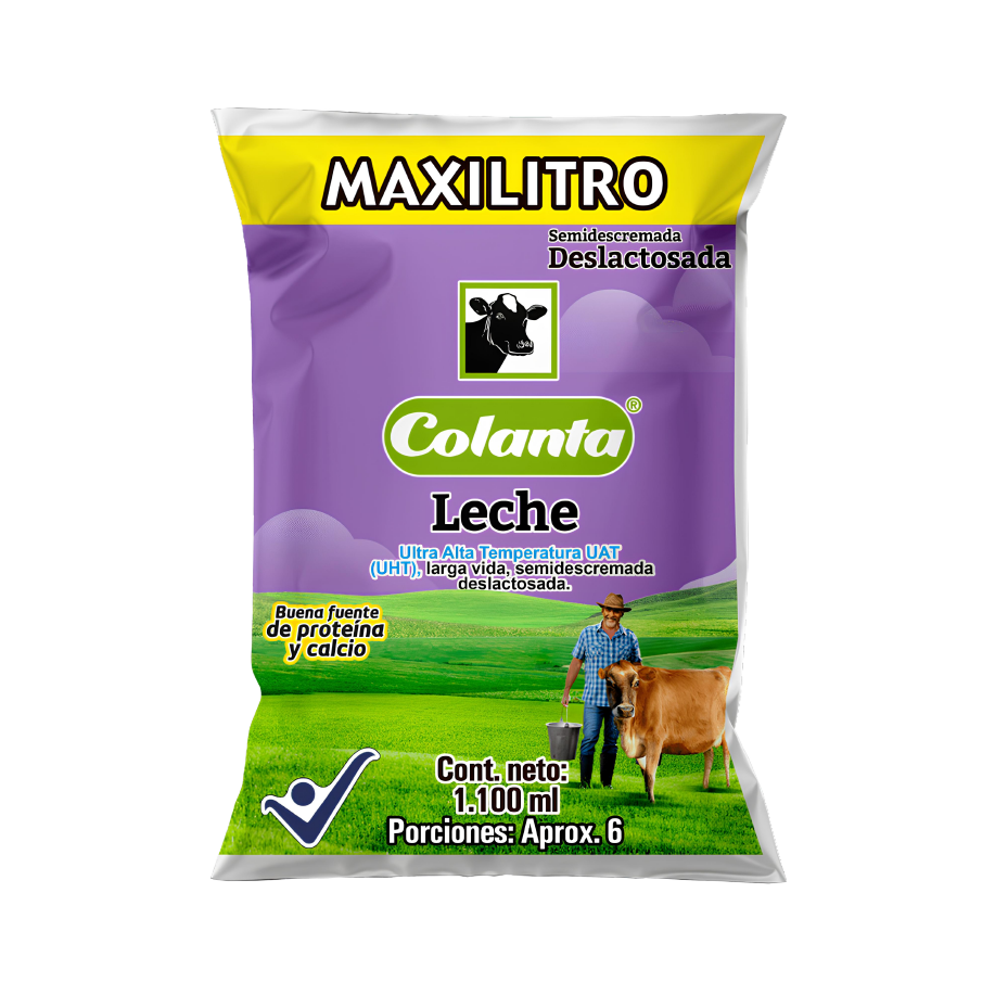 Leche UHT Deslactosada Maxilitro Colanta Bolsa X 1100 ml
