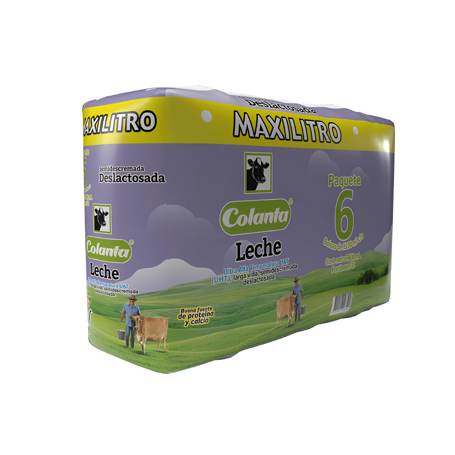 Leche UHT Deslactosada Maxilitro Colanta Bolsa X 1100 ml X 6 U