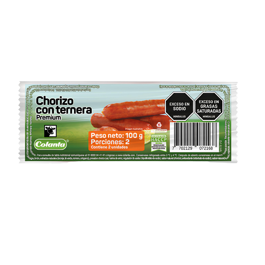 Chorizo con Ternera Premium Colanta Duopack X 100 g