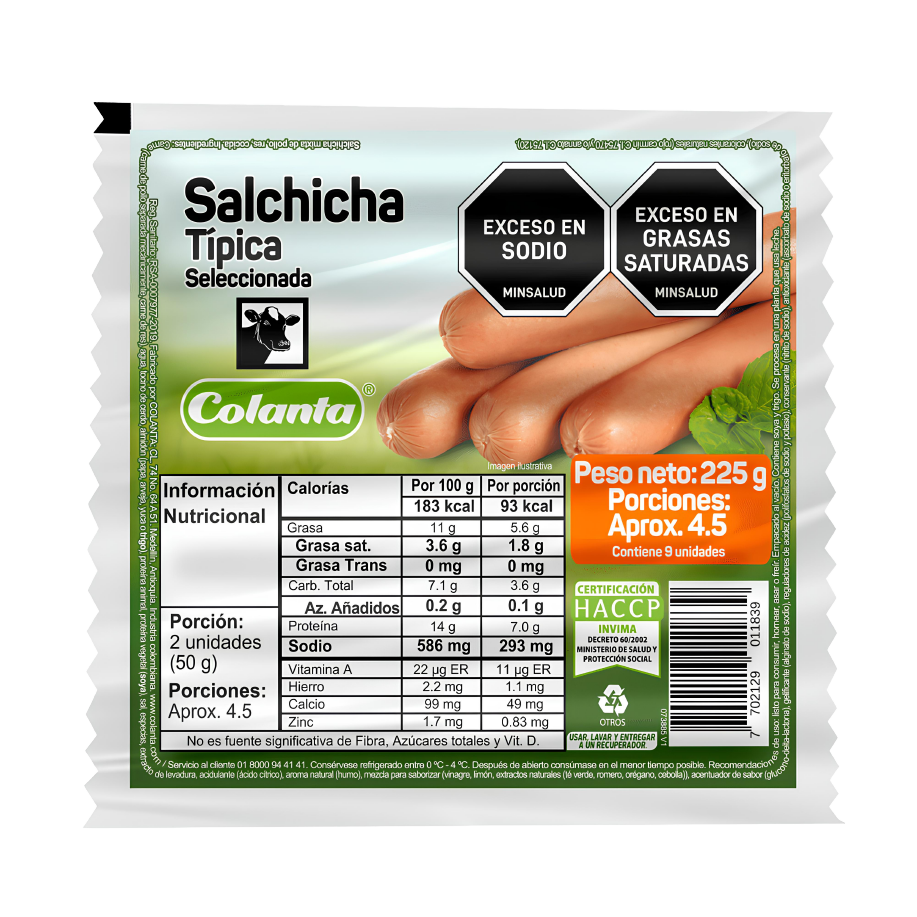 Salchicha Típica Colanta X 225 g