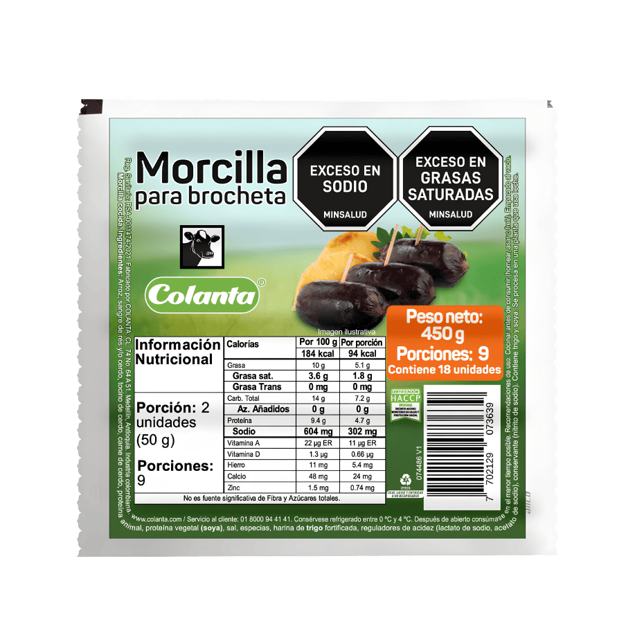 Morcilla Para Brocheta Colanta X 450 g