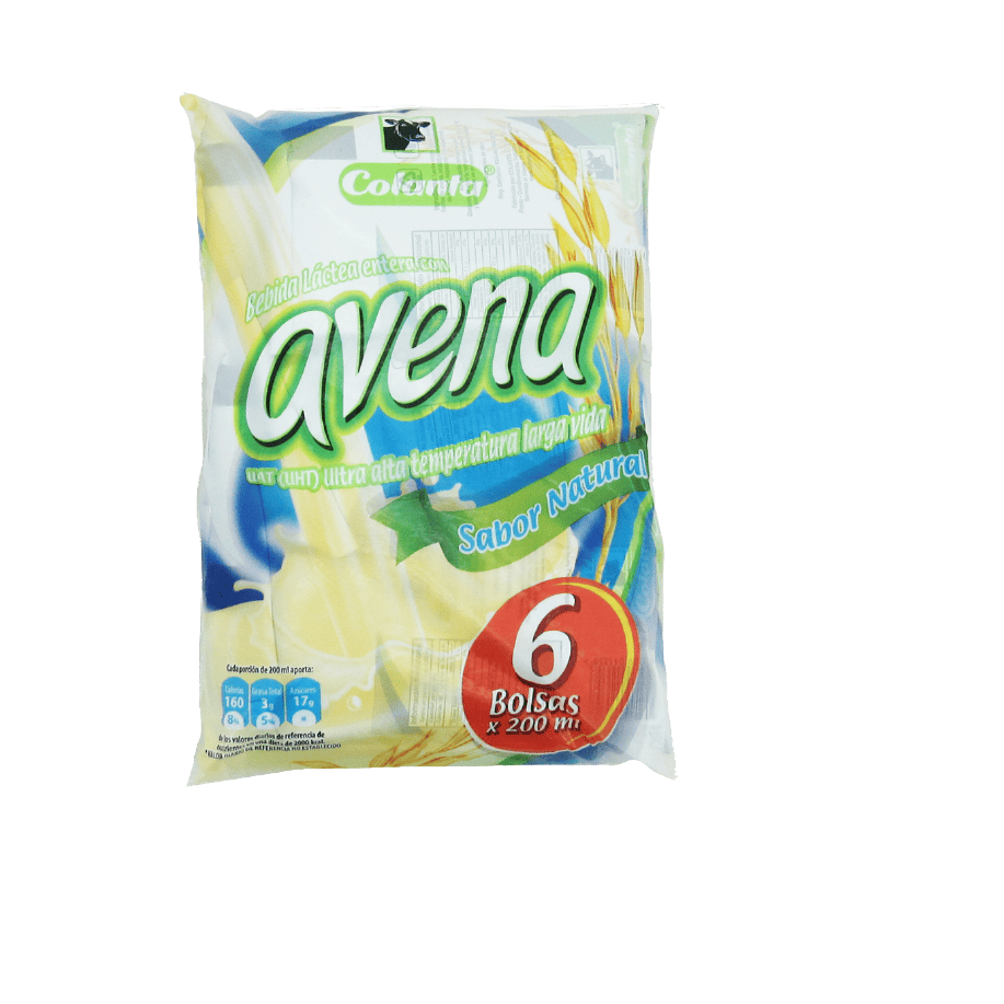 Avena Colanta uht sixpack sabor natural bolsa 200ml - pqte x 6 unds