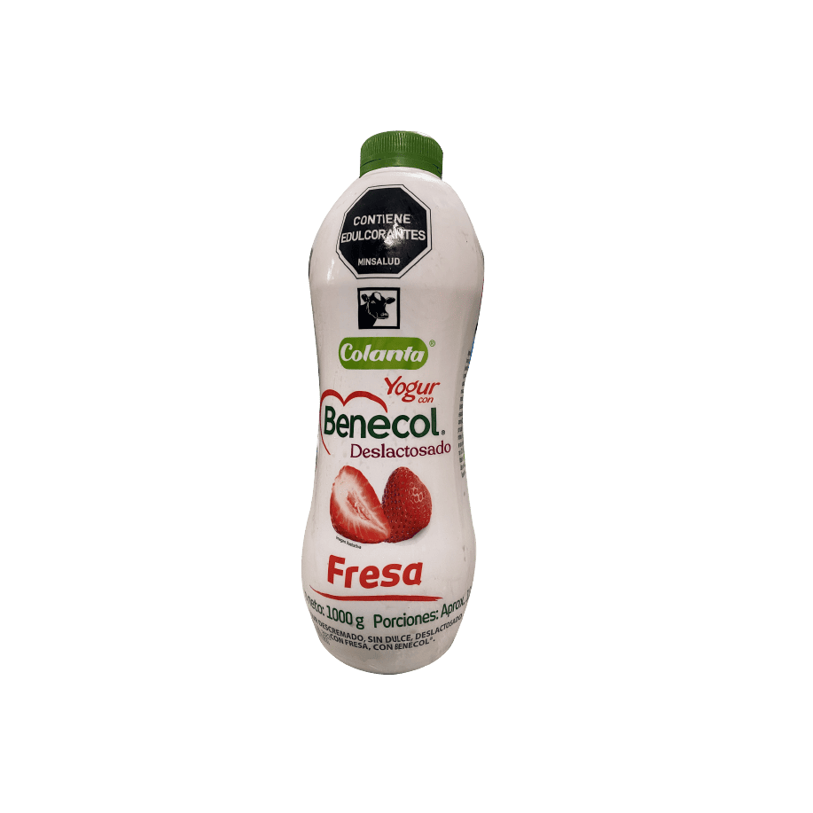 Yogur Benecol Deslactosado Colanta x 1000ml Garrafa Fresa