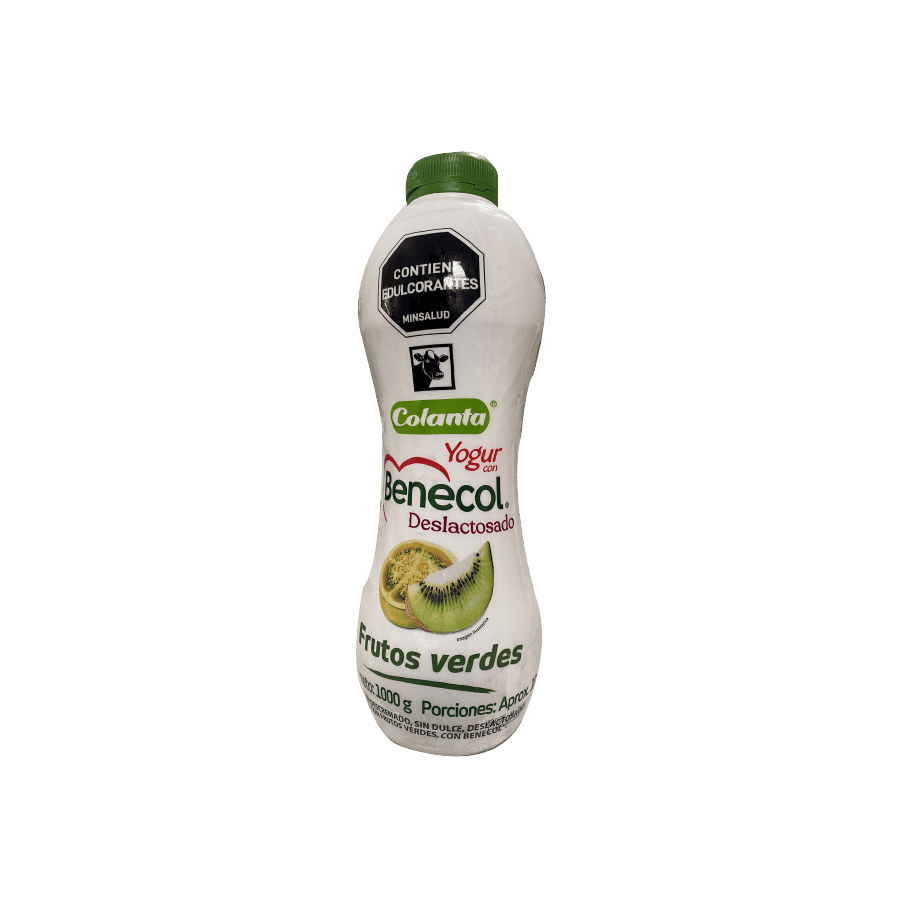 Yogur Benecol Deslactosado Colanta x 1000ml Garrafa Frutos Verdes
