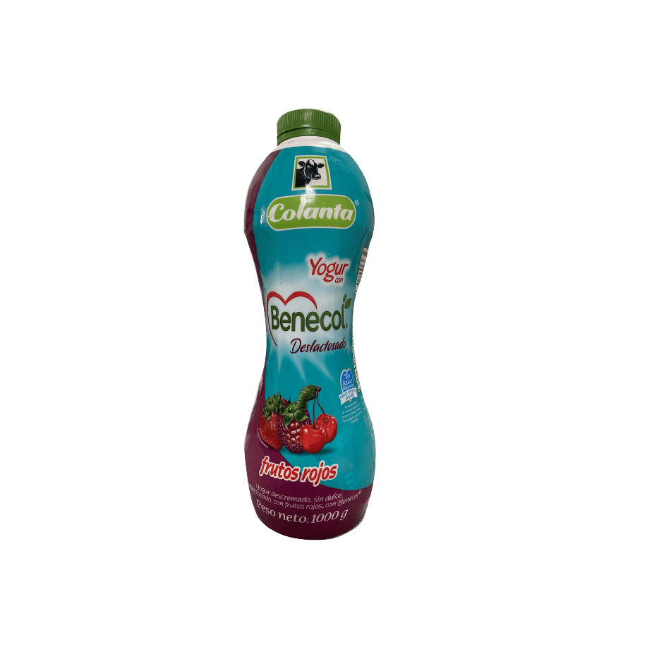 Yogur Benecol Deslactosado Colanta x 1000ml Garrafa Frutos Rojos