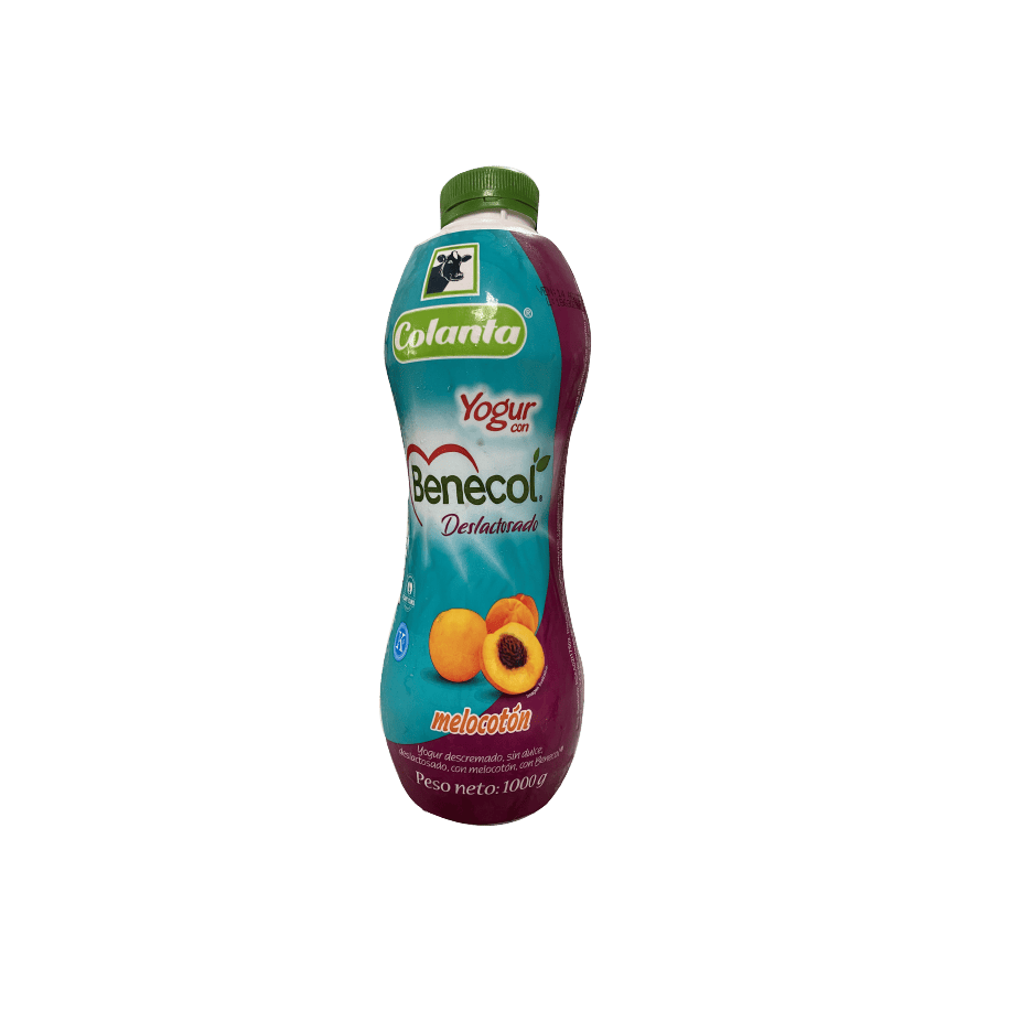 Yogur Benecol Deslactosado Colanta x 1000ml Garrafa Melocotón