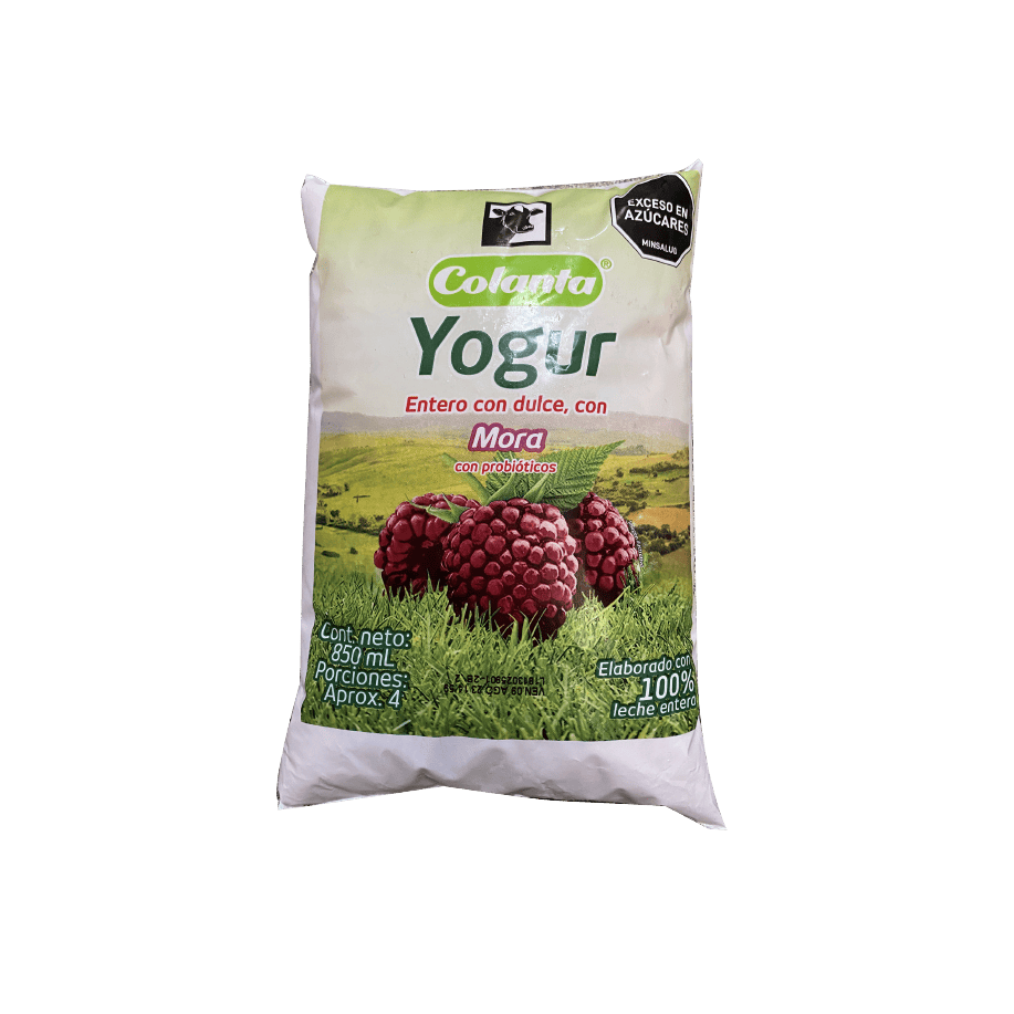 Yogur Entero Colanta x 900ml Bolsa Mora