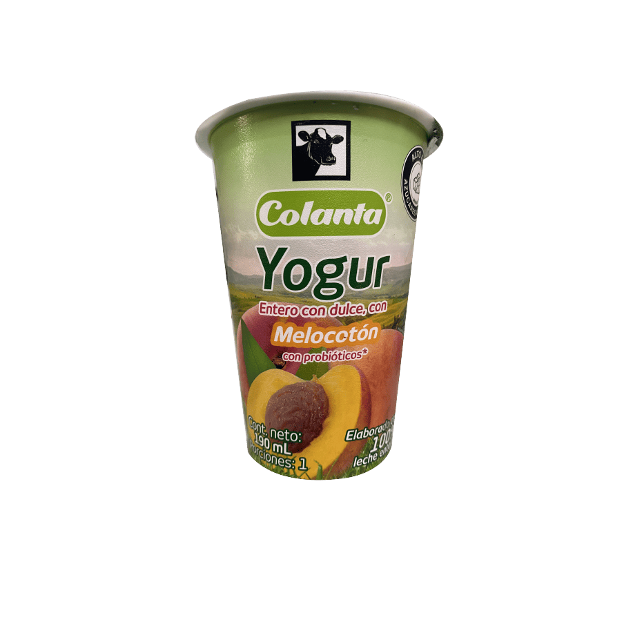 Yogur Entero Colanta x 200ml Vaso Melocotón