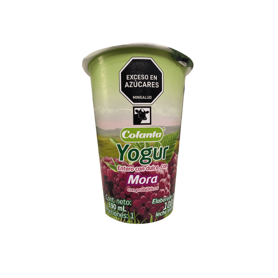 Yogur Entero Colanta x 200ml Vaso Mora