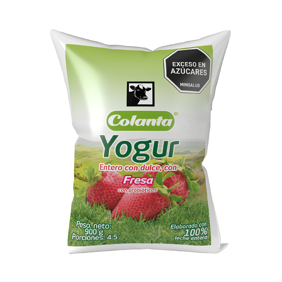 Yogur Entero Colanta x 900ml Bolsa Fresa