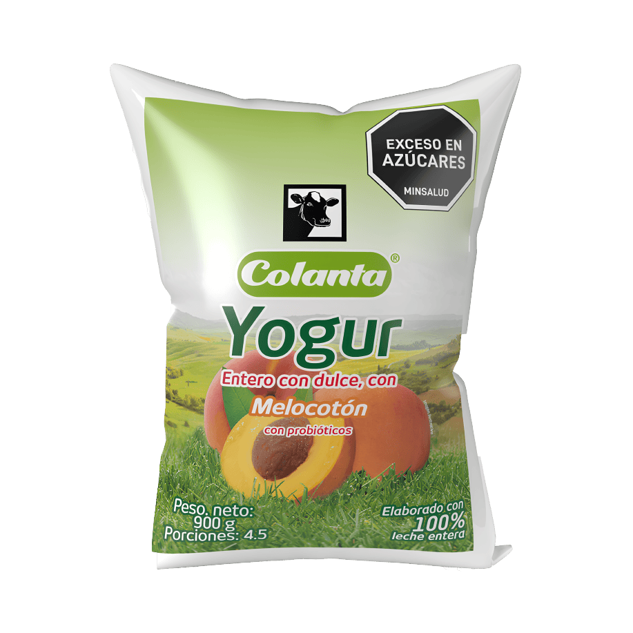 Yogur Entero Colanta x 900ml Bolsa Melocotón