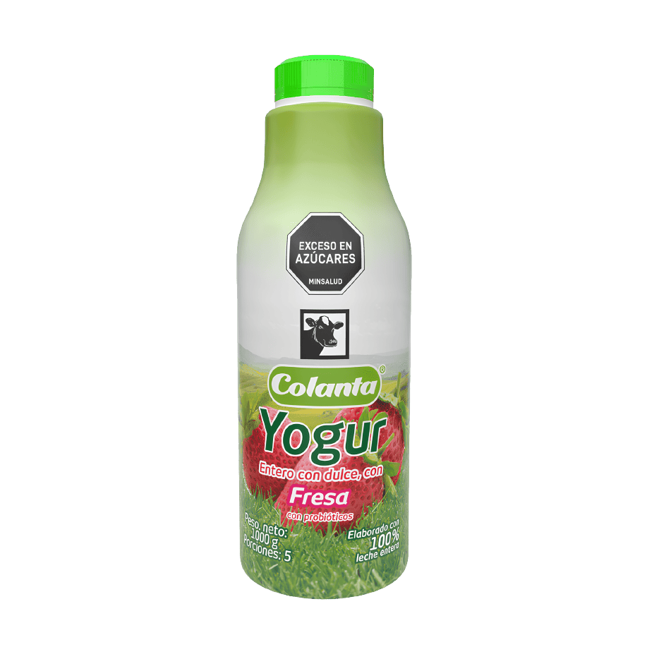 Yogur Entero Colanta x 1000ml Garrafa Fresa