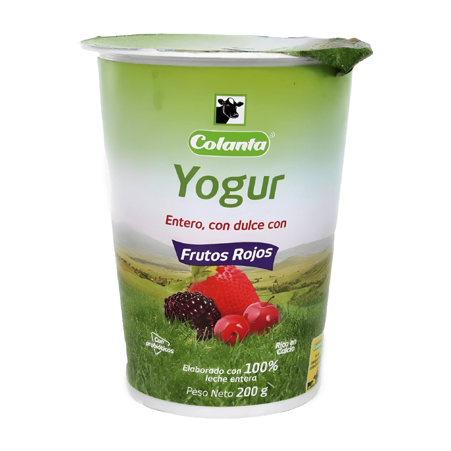 Yogur Entero Colanta x 200ml Vaso Frutos Rojos