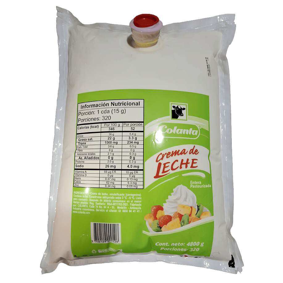 Crema de leche Colanta x 4.800 gr