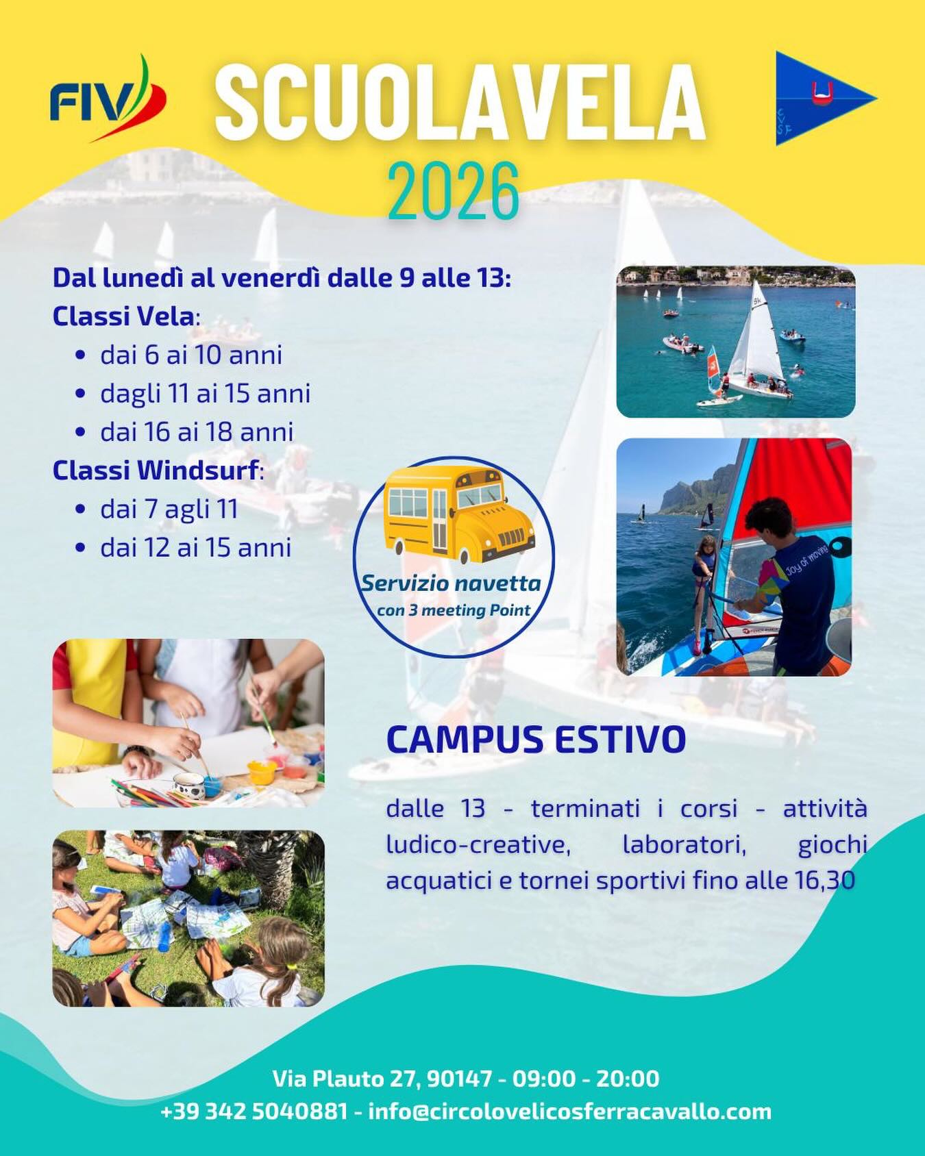 Estate 2026 al Circolo Velico Sferracavallo - Scuola vela e windsurf