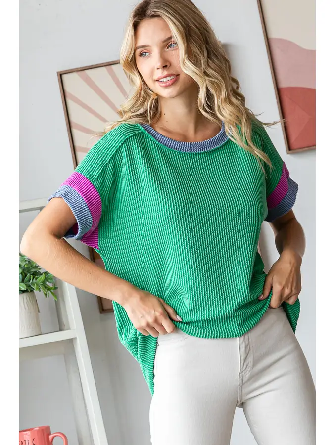 Kelly Green ribbed block top
