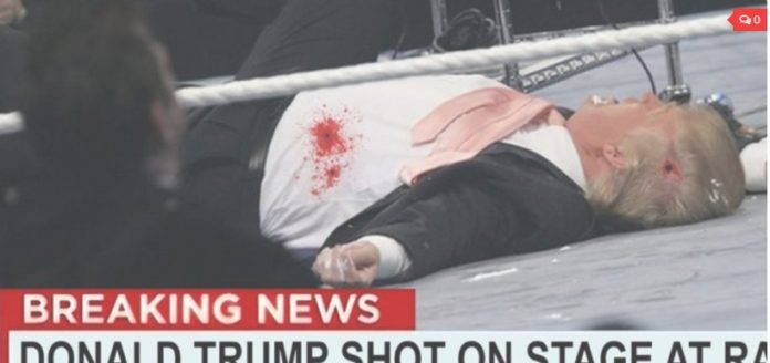 WhatsApp Image 2016-08-15 at 18.56.48 A report which has surfaced online together with convincing imagery suggests that Donald Trump has been shot dead in the USA where he was addressing a campaign rally. The report is however a hoax.