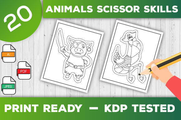 Animal Scissor Skills Coloring Pages