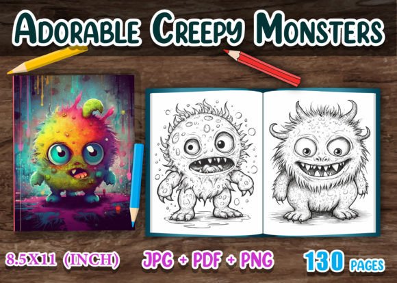 Adorable Creepy Monsters Coloring Book Cover
