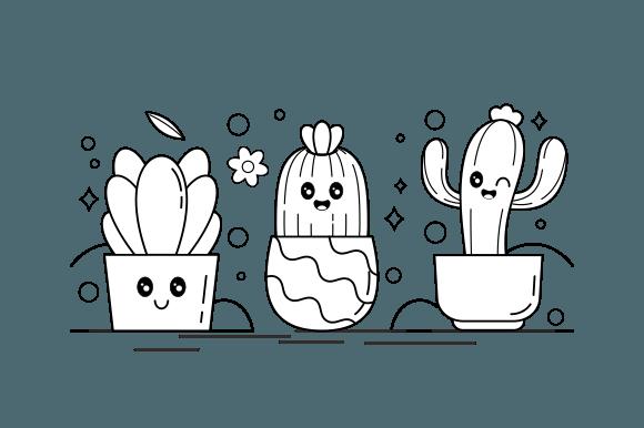 Kawaii Plant Coloring Pages