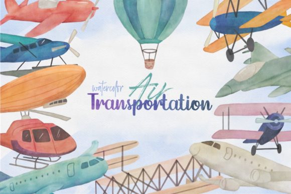 Watercolor Air Transportation Clipart