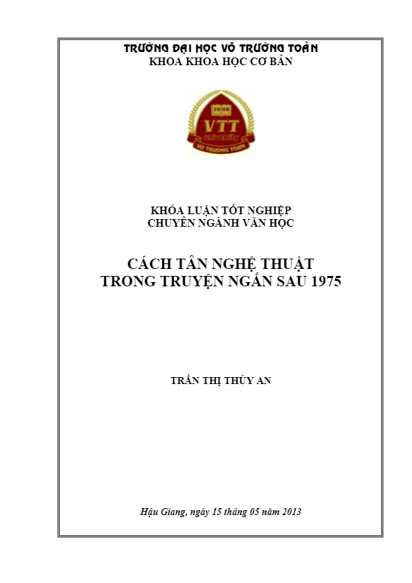 Khóa luận tốt nghiệp Văn học: Cách tân nghệ thuật trong truyện ngắn sau 1975