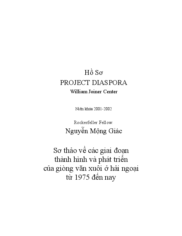 Hồ Sơ Project diaspora