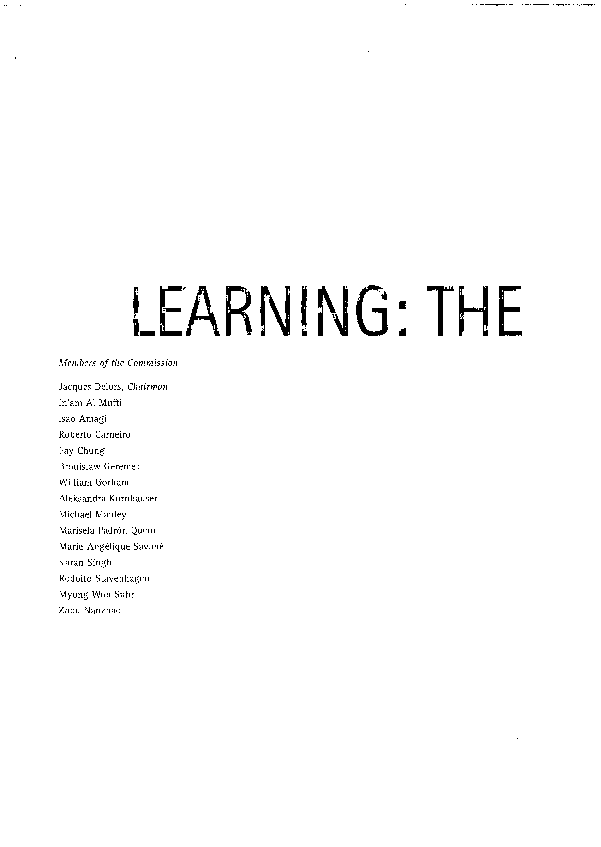 LearningThe Treasure within report to UNESCO of the International Commission on Education for the Twenty-first Century