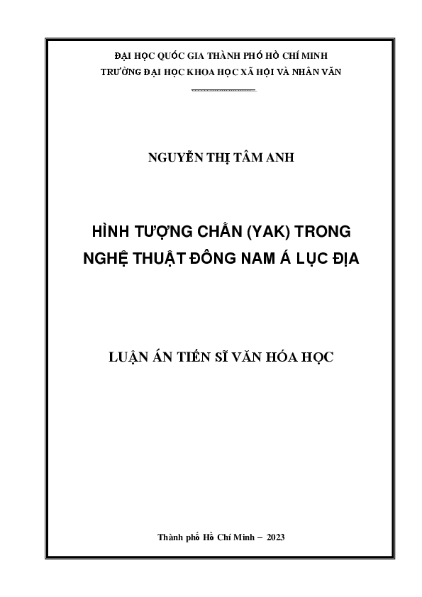 Hình tượng Chằn (Yak) trong nghệ thuật Đông Nam Á lục địaLuận án Tiến sĩ9.22.90.40