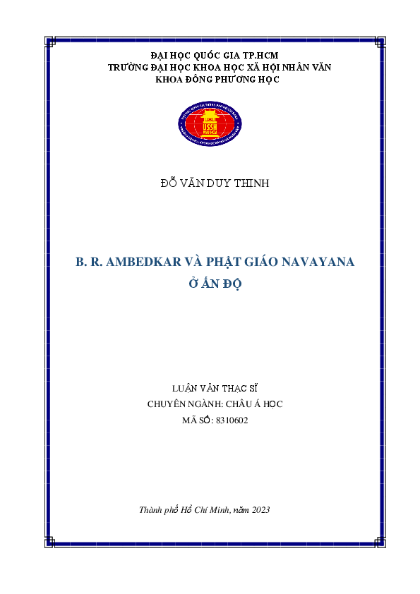 B.R. Ambedkar và Phật giáo Navayana ở Ấn ĐộLuận văn Thạc sĩ8.31.04.02