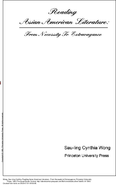 Reading Asian American literature from necessity to extravagance