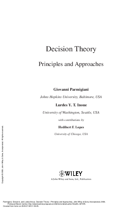 Decision theory Principles and approaches