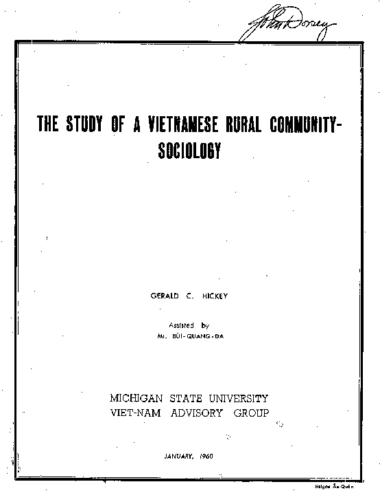 The Study of a Vietnamese rural community sociology