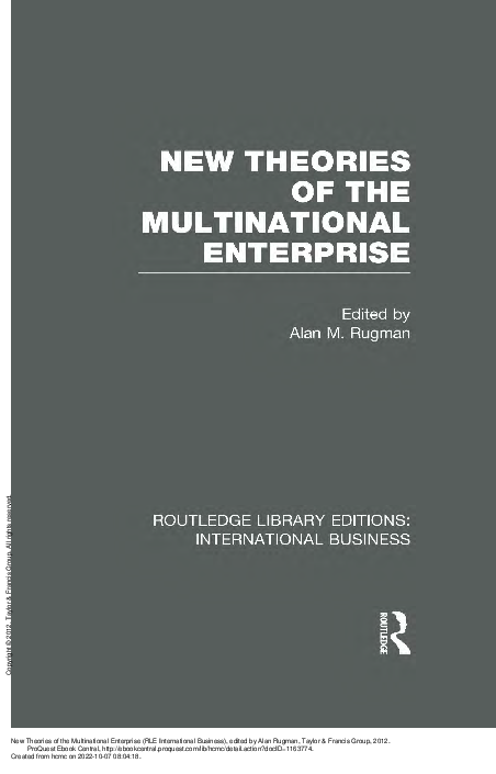 New theories of the multinational enterprise